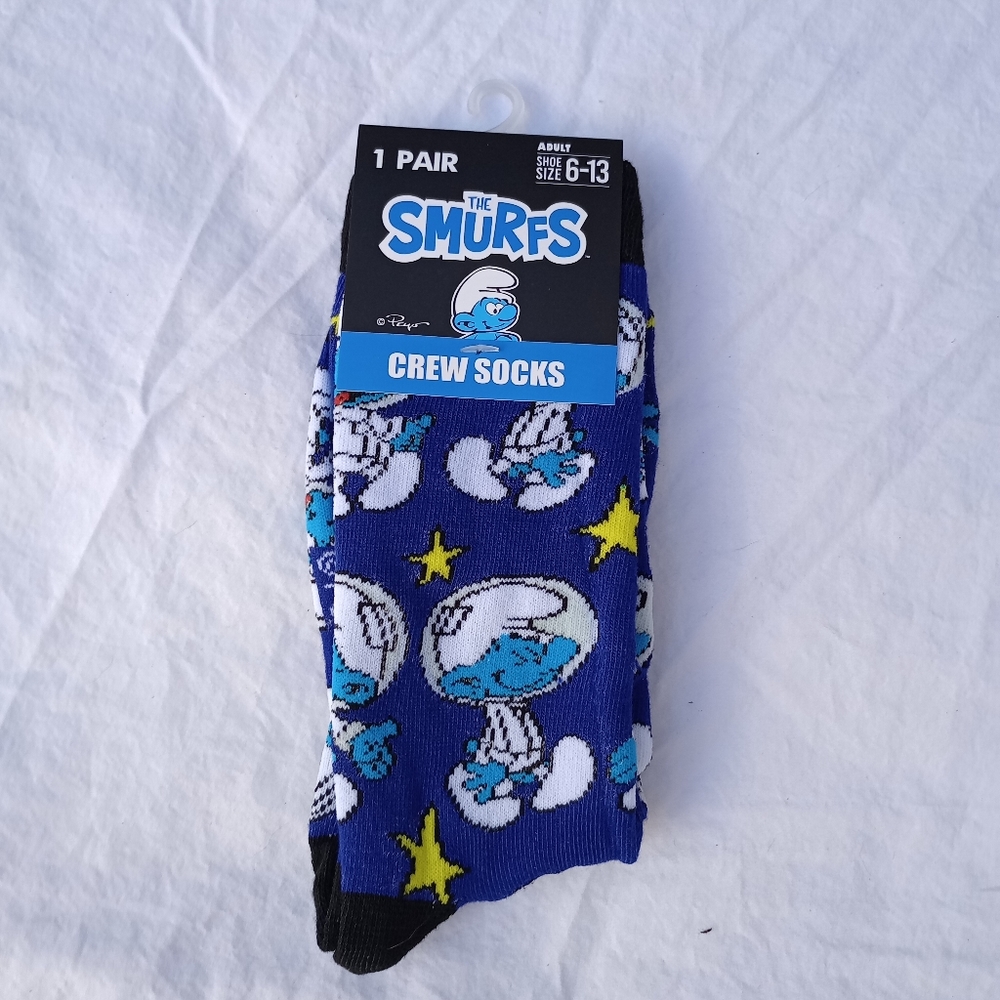 Smurf Crew Socks Casual Party Unisex Retro Streetwear Whimsical 80's 90's Blue